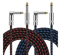 Cavo audio per chitarra da 3,5 m da 6,35 mm dritto ad angolo retto, per riduzione del rumore, per chitarra elettrica, basso, tastiera, batteria, altoparlante, microfono, confezione da 2