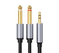 Cavo audio splitter da 3,5 mm a doppio TRS da 6,5 mm, per mixer amplificatori, adattatori jack in lega di alluminio, grigio