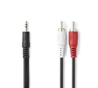 Cavo audio stereo | 3,5 mm maschio | 2x maschio RCA | Placcato nickel | 3.00 m | Tondo | Nero | Label