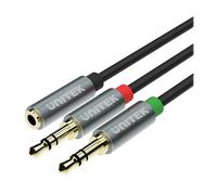 Cavo Audio Unitek Y-C957ABK 3,5mm Femmina a 2x3,5mm Maschio 0,2m Nero/Grigio