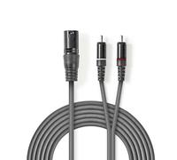 Cavo Audio XLR Maschio a 3 Pin XLR-2x Maschio RCA 1.5m Grigio