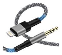 Cavo AUX per iPhone in auto Aux a iPhone, adattatore jack per cuffie da 3,5 mm in nylon intrecciato cavo audio per iPhone 14 Pro Max 13 12 11 Pro 11 altoparlanti stereo cuffie i Pad (1 m), grigio