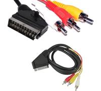 Cavo AV da SCART a 3 RCA, 21 pin, 1,5 m, con interruttore on/off, connettore SCART a 3 connettori RCA, adattatore audio/video