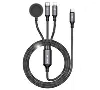 Cavo AWEI 3 in 1 USB-C/Lightning/Watch da 1 m, 100 W, nero.