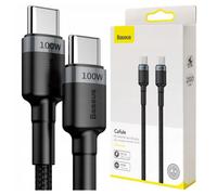 Cavo Baseus Cafule da USB-C a USB-C, QC 3.0, PD 2.0, 100W, 5A, 2m (Grigio-Nero)