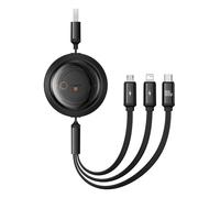 Cavo Baseus Free2Draw 3 in 1 USB a Micro+Lightning+USB-C 100W 1,1 m nero