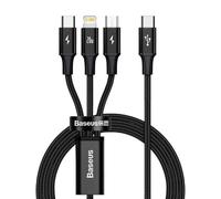 Cavo Baseus Rapid 3-in-1 USB A a USB-C/Micro USB/Lightning 1,5 m Nero