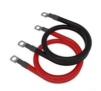 Cavo batteria auto 35 mm² 2 AWG 50 cm con terminali ad anello M10 per auto, camion, barca, moto e inverter da 12 V, rosso e nero, set di 2
