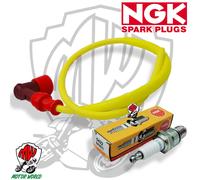 CAVO CANDELA SILICONE GIALLO RACING + CANDELA BR8ES NGK VESPA 50 SPECIAL R L N