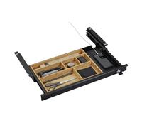 CAVO Cassetto portadocumenti con serratura 500 x 265 x 45 mm nero con inserto in bambù Cassetto base ufficio
