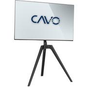 CAVO Cavalletto TV per schermi da 45 a 65 pollici fino a 40 kg, laccato nero noce, Max VESA 400 x 400 mm Supporto universale girevole per TV e monitor piatti e curvi
