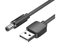 Cavo - Cavo di alimentazione USB-A/M a DC 5,5 mm/m, lunghezza 1 m, colore nero, ideale per collegare dispositivi elettrici. *