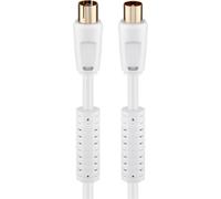 Goobay 67277 Cavetto Antenna Coax (80 dB), Coassiale in Ferrite, Schermatura Doppia, Bianco, 2.5 m Lunghezza del Cavo