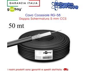 Cavo Coassiale RG-58 Doppia Schermatura 5 mm CCS 50 Metri