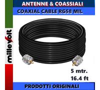 ✅ CAVO COASSIALE RG58U MIL METRI 5 (16.4 ft) CON CONNETTORI PL259