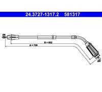Cavo comando, Freno stazionamento posteriore Dx per VOLVO S80