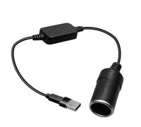 Cavo Convertitore da 5V USB-A Maschio a Presa aCcendisigari 12V Femmina per Auto Registratore di Guida, Fotocamera da Tavolo Bordo, GPS, Cane Elettronico - Nero