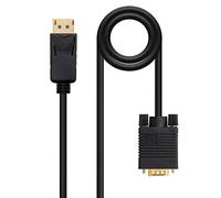 Cavo convertitore DisplayPort a VGA con connettori maschio su entrambe le estremità, colore nero e lunghezza di 5,0 metri, ideale per collegare dispositivi con uscita DP a display con ingresso VGA.