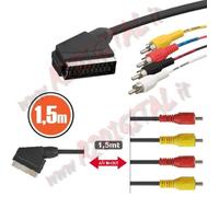 CAVO CONVERTITORE SCART SVHS a 4 RCA AUDIO VIDEO IN OUT ADATTATORE TELEVISORE