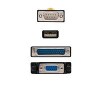 Cavo convertitore USB a seriale con connettori A/M, RS232 DB9/M e DB25/M, ideale per il collegamento di dispositivi seriali alle porte USB su computer e apparecchiature compatibili. Consente