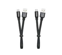 Cavo corto micro USB Fast Charging 0.9 in, Flat Cord USB A to Micro USB Charging and Data Sync Cable, Portable Buckle Design, for Power Bank, Phones and More Devices (2 pezzi)