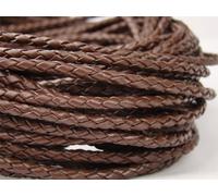 Cavo Cuoio Intrecciato 3 MM ( Da 2,57 €/ M) . Braun. Cinturino Pelle. Lunghezza: