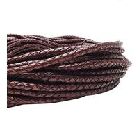 Cavo Cuoio Intrecciato 5 MM ( Da 3,38 €/ M) Antico Braun. Cinturino Pelle. Lungo