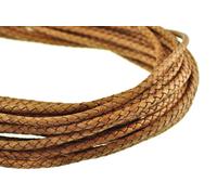 Cavo Cuoio Intrecciato 5 MM ( Da 3,38 €/ M) Naturbraun. Cinturino Pelle. Lungo :