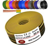 Cavo da 5 a 100 m H07 V-K 1,5 mm² nero, azzurro, verde/giallo, verde, rosso, blu scuro, marrone, arancione, grigio, bianco, viola, blu oltremare o giallo singolo cavo flessibile (verde/giallo, 90 m)