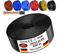 Cavo da 5 a 100 m H07 V-K 10 mm², nero, marrone, blu scuro, verde, blu chiaro o rosso, cavo singolo flessibile (nero, 100 m)