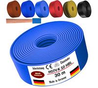 Cavo da 5 a 100 m H07 V-K 10 mm², nero, marrone, blu scuro, verde, blu chiaro o rosso, cavo singolo flessibile (azzurro, 30 m)