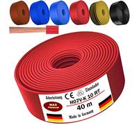 Cavo da 5 a 100 m H07 V-K 10 mm², nero, marrone, blu scuro, verde, blu chiaro o rosso, cavo singolo flessibile (rosso, 40 m)