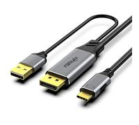 Cavo da DisplayPort a USB-C, 4K@60Hz, 2 metri, convertitore da DisplayPort 1.2 maschio a USB Type-C maschio per monitor portatili touchscreen con porta USB-C, compatibile con MacBook Pro/Air, iMac.