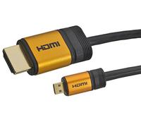Cavo da HDMI a Micro 2 metri High End 2.0/1.4a con connettori placcati in oro e treccia in nylon/alluminio, conduttori in rame nudo (Supporti: Full-HD, 3D, Ultra-HD 4K, Ethernet, Audio Return) di aricona