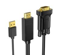 Cavo da HDMI a VGA, 1,8 m, unidirezionale, da HDMI a VGA, con alimentazione USB (da maschio a maschio), compatibile con Mac mini, MacBook Pro, lettore Blu-ray, computer, desktop, laptop, PC, monitor