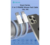 Cavo da type c a type c 3a 60w ricarica rapida devia 1mt bianco