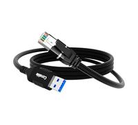 Cavo da USB a Ethernet, 3,5 m, adattatore da USB tipo A a RJ45 Internet LAN, Gigabit, collegato direttamente, in alluminio, intrecciato, compatibile con laptop, PC, switch e altro, cavo nero