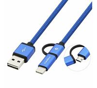 Cavo da USB a Micro USB e USB-C CoolBox COO-CAB-U2MC-BL Azzurro
