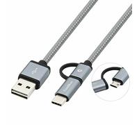 Cavo da USB a Micro USB e USB-C CoolBox COO-CAB-U2MC-GR Grigio
