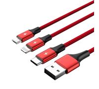 Cavo da USB A Micro USB, USB-C E Lightning Unitek C4049rd Rosso 1,2 m NEW