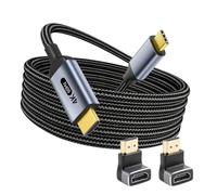 Cavo da USB C a HDMI, 1 m, da USB C a HDTV, 4K a 60Hz, con treccia di cotone, compatibile con Thunderbolt 3/4, incluso adattatore angolare HDMI a 90° e 270° per iPhone 15/16, MacBook, iPad, Galaxy