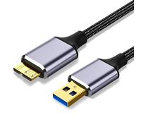 Cavo da USB C a Micro B, 0,5 m, cavo per disco rigido esterno tipo C a micro B USB 3.0, in nylon intrecciato, compatibile con WD Elements, Seagate Expansion, Toshiba, Samsung M3, Galaxy S5, LaCie,