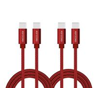 Cavo da USB C a USB C, [2 pezzi da 0,6m] 60W Cavo di alimentazione a ricarica rapida di tipo C compatibile con MacBook Pro/Galaxy S20/Microsoft Surface/Google Pixel e altri dispositivi USB C (Rosso)