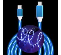 Cavo da USB C a USB C 3A che si illumina da C a C, cavo di ricarica rapida da LED C a tipo C, per Samsung Galaxy S23 S22 S21 S20 Ultra, i-Phone 15 Pro Max Plus, iPad Mini Pro Air (1,9 m, blu)