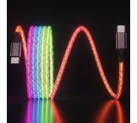 Cavo da USB C a USB C, 60 W RGB colorato graduale LED Light up Type C cavo di ricarica rapida per iPhone 15/15Pro/15Plus/15ProMax MacBook Pro 2020, iPad Pro 2020, iPad Air4