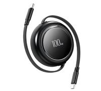 Cavo da USB C a USB C arrotolabile con 100 W di potenza e cinque lunghezze da 20 a 100 cm, compatibile con dispositivi moderni inclusi modelli 16 / 15 / 14 Pro e S25 / S24 Ultra, cavo di ricarica