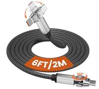 Cavo da USB C a USB C da 60 W, doppio cavo USB C rotante a 180 ° 60 W PD ricarica rapida con sincronizzazione dati, cavo da c a c intrecciato in nylon da 6,6 m per iPhone 17/16/15, MacBook Air, iPad