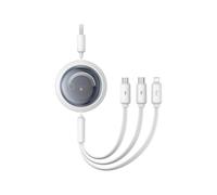 Cavo dati Baseus Free2Draw retrattile USB-C/Lightning/MicroUSB 100W 1,1m Bianco