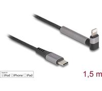 Cavo dati e ricarica Delock USB Type-C a Lightning per iPhone iPad iPod angolato con funzione di supporto nero 15 m M NEW