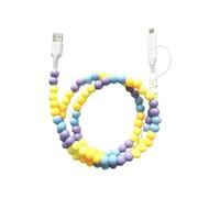 Cavo Dati Portatile Alla Moda con Perline 2 In 1 Cavo USB C Cavo di Ricarica Multipla Cavo di Ricarica Rapida con Perle Colorate Fatto A Mano, B
